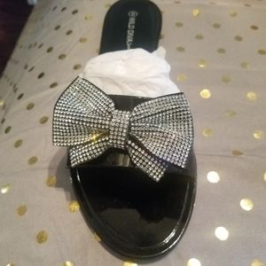 Black rhinestone sandals